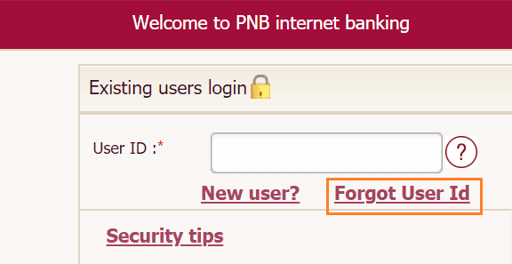 forgot user id pnb net banking