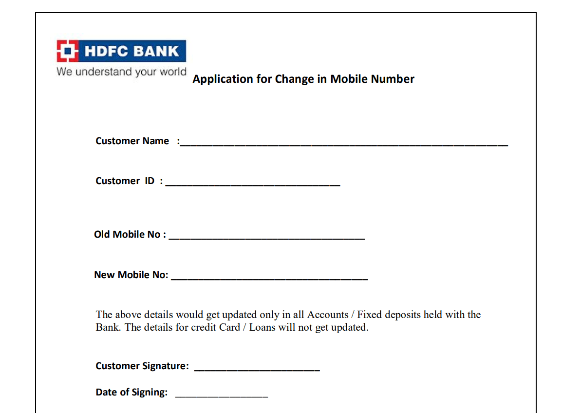 How To Update Mobile Number In Hdfc Bank Singletary Jone1957