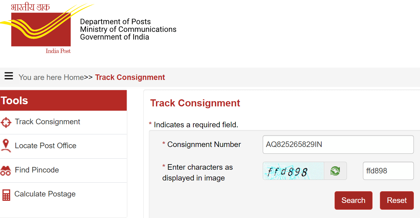 What is Consignment Number in Speed Post?
